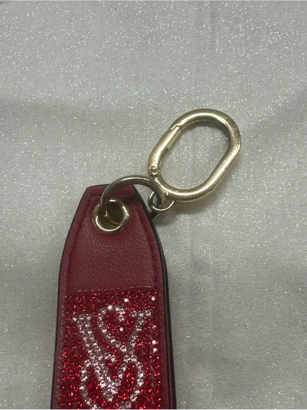 (454) Red Crystal Heart Wristlet Keychain - Women Accessories